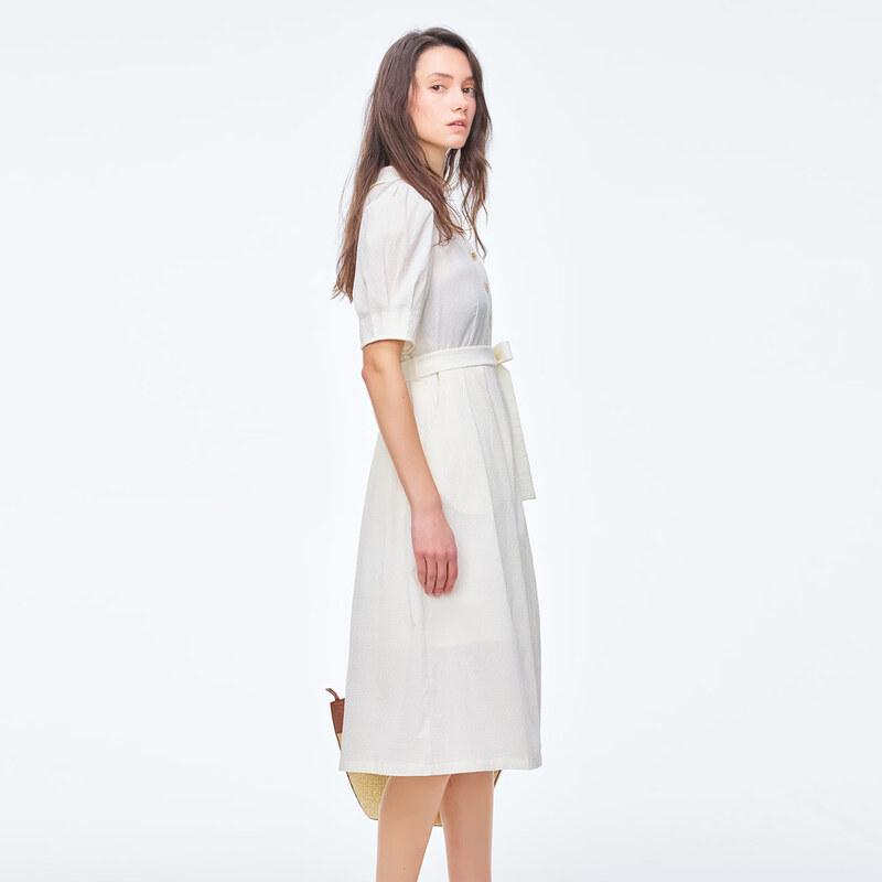 Tatu Women s V-Neck High-Waist Short-Sleeve Midi Dress M