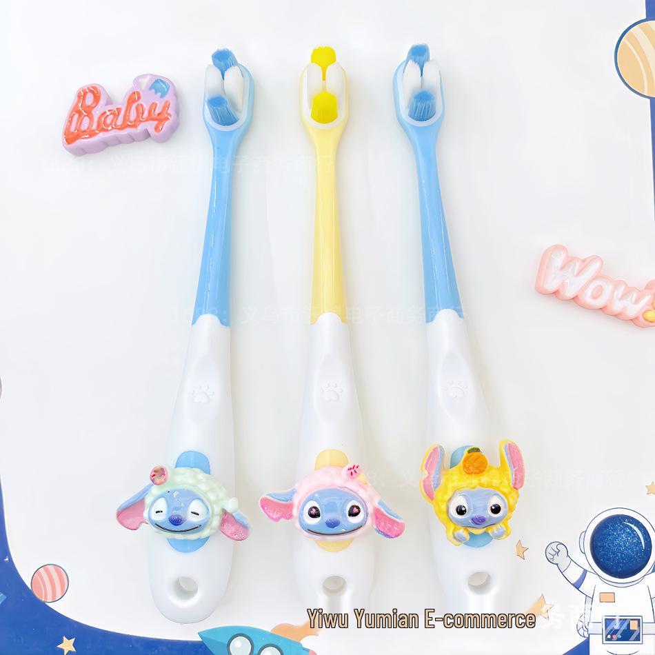 Cepillo de dientes infantil con forma de Stitch para edades de 3 a 12 años, Cerdas suaves, Protección avanzada de encías y dientes, Cabeza pequeña.