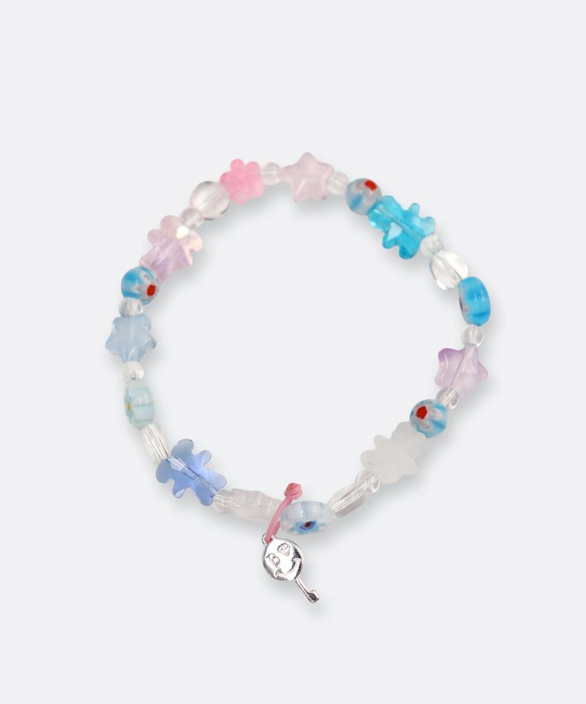 Bonbeau Little Joy Motif Mix Bracelet Colored Glass Flower Star Teddy Bear Motif Mix Bead Bracelet