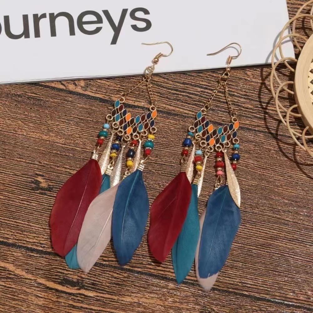 with Tassel Long Tassel Earrings Alloy Ethnic Style Earrings New Trendy Earrings
