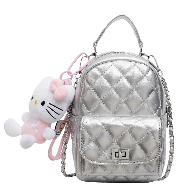 

Новый Модный Универсальный Рюкзак Маленький Рюкзак для Ручной Носки Женский Рюкзак no pendant серебряный