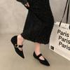 Suede inner height increase pointed tip shallow mouth single shoes women's spring and autumn new gentle fairy Mary Jane shoes