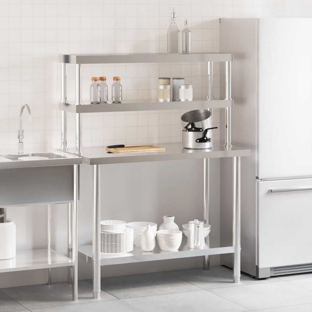 Vidaxl Kuchenny Stół Roboczy Z Półką, 110X55X150 Cm, Stal Nierdzewna