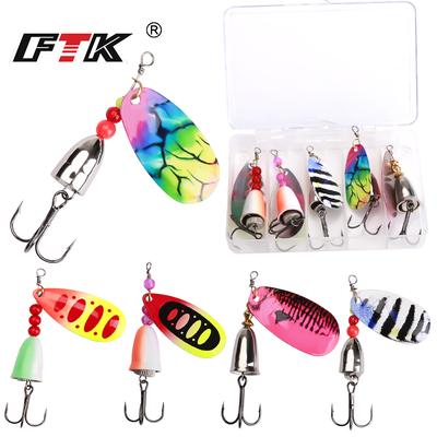 FTK 5 Stück Willow Spinner Köder 8,0g12,5g Kupfer Größe 3#-5# mit Drilling 2#-1/0# Angelköder