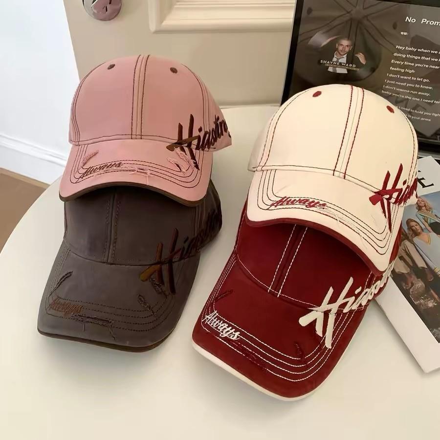 Vintage Letter Embroidered Baseball Cap For Summer Casual Men Women