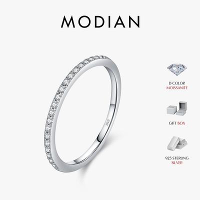 Einfacher Ewigkeit Moissanit Ring 925er Sterlingsilber Funkelnde Schlichte Dünne Eheringe Für Damen Feiner Schmuck