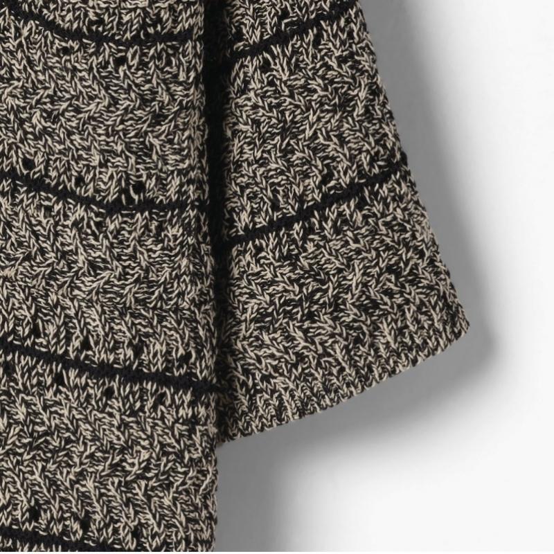 Roberto Collina Striped Polo Knit  Nero Ecru  Black Rcf1m50001a98