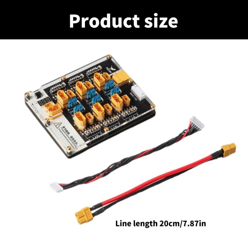 6 Way Battery Balance Charger Board 40A XT60 XT30 Plugs Supports 2-6S Integrated Discharge Auto Resetting Heat Fuses