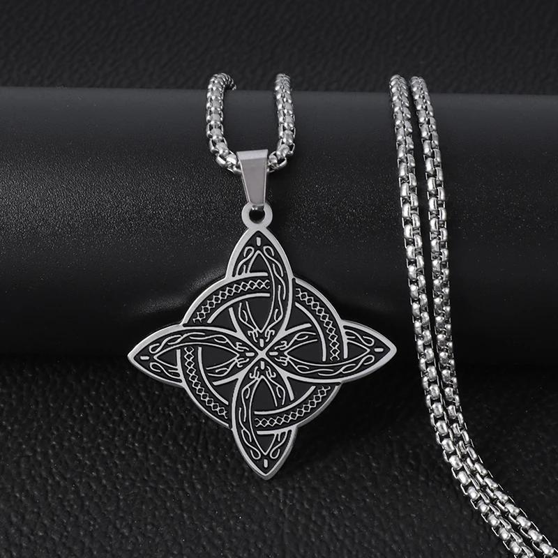 Nordic Rune Celtic Knot Necklace Men Stainless Steel Pendant Valknut Pagan Men Scandinavian Jewelry Punk Gift