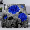 Blue Rose Flower Printed Blanket for Sofa Bed Travel Camping Living Room Office Conditioning Blanket for All Seasons Gifts