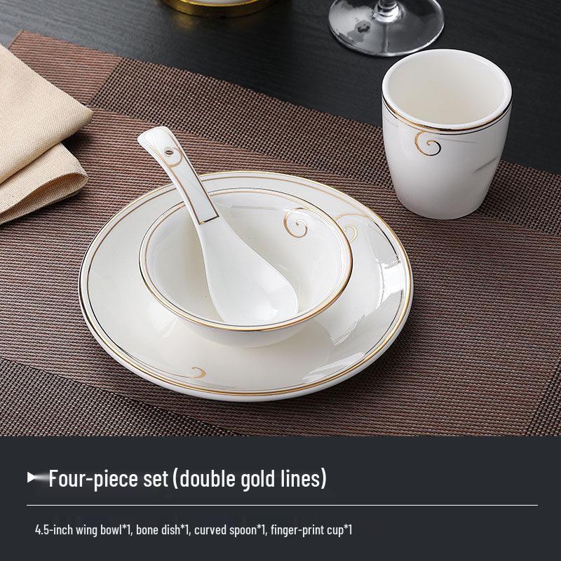 Hotel Restaurant Ceramic Tableware Set: Plates, Bowls, Cutlery, Chopsticks for Private Rooms - 7 or 8 Pieces
