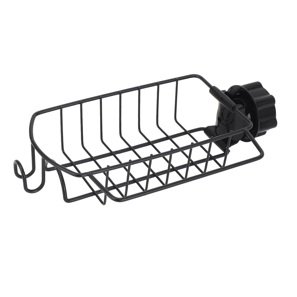 Kitchen Sink Faucet Organizer Rack Carbon Steel Sponge Sink Drain Holder for 0.9-1in Round Water Pip