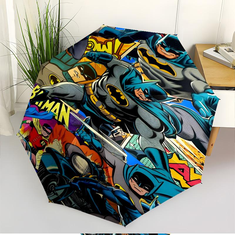 Batman Print Automatic Open Close Umbrella, Portable Foldable Umbrella, for Outdoor Commute Camping Trip, Ideal Birthday Gift