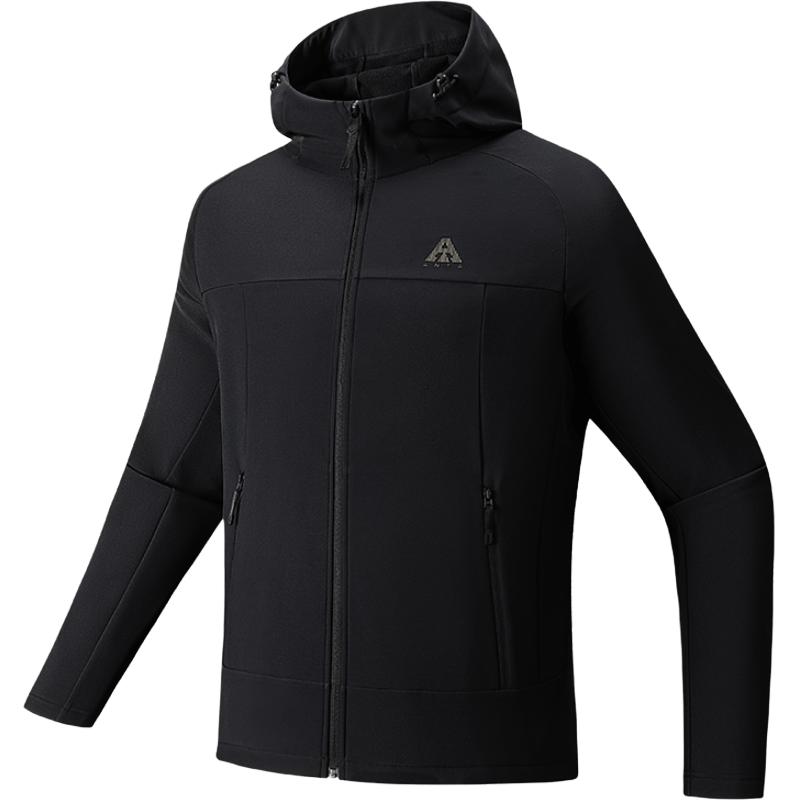 Anta Earth Shell 3.0 Solid Color Sports Casual Zip-Up Hooded Fleece Jacket Men jackets 952536609-1