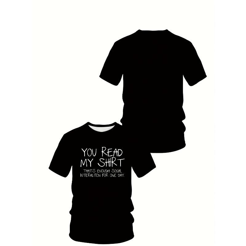 European size Men's Fashion Casual Outdoor Leisure Short T-Shirt with Special Letter Print Crew Neck Comfortable T-shirt for Men