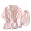 Two-Piece Cloud Cotton Short-Sleeved Shorts Pajamas Sweet Wind Pink Plaid Loungewear