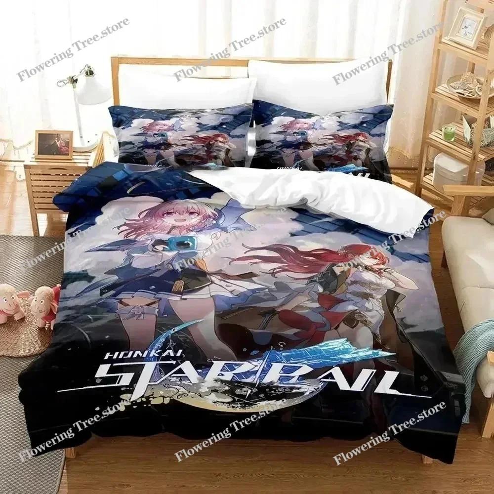 Anime Honkai Star Rail Bedding Set Duvet Cover Bed Set Quilt Cover Pillowcase Comforter King Queen Size Boys Adult Bedding Set