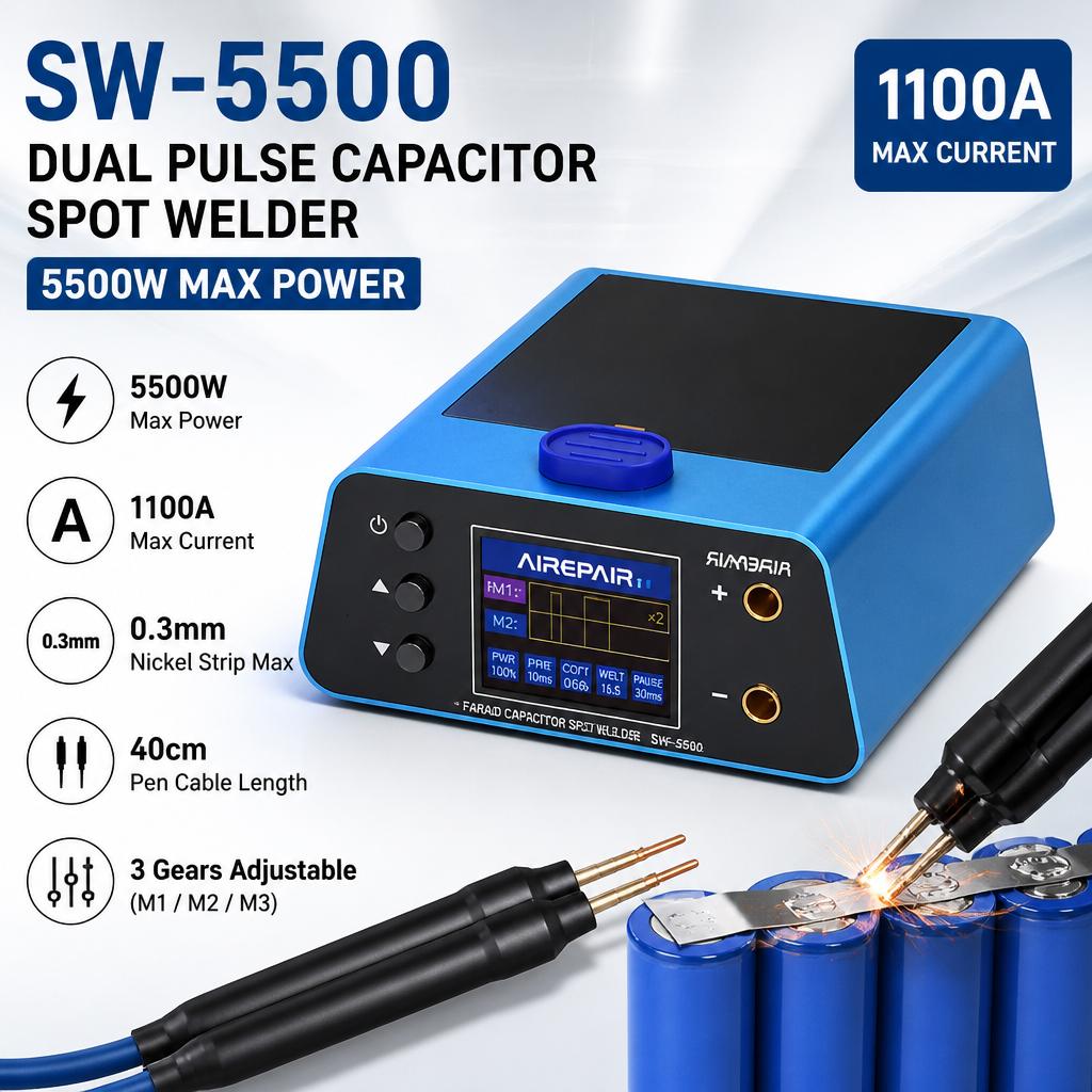 SW-5500 Supercapacitor Spot Welder Dual Pulse 3 Gear Adjustment Portable Spot Welding Pen For Battery Assembly Electronic DIY