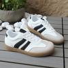 Concise Patchwork Sneakers Women Fashion  Pu Leather Striped Sports Shoes Woman Low Top Lace Up Vulcanize Shoes Female for daily use