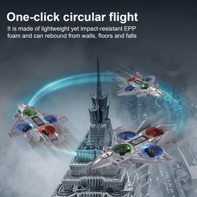 Yousheng Kids Remote Control Airplane Toy with LED Lights 360 Degrees Stunt Flip Mini EPP Foam Fighter Jet Model Beginner Children Adults 2.4Ghz RC