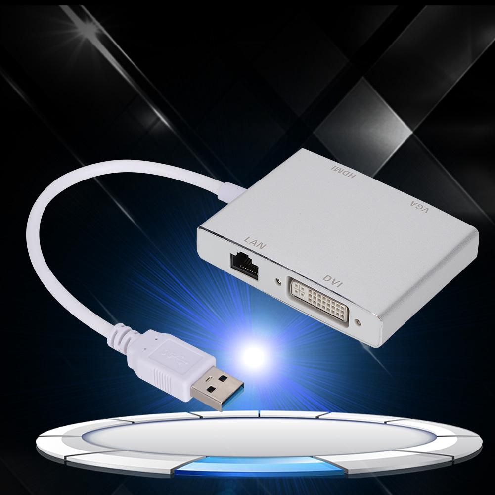 High Quality MultiFunctional Aluminum Alloy USB 3.0 To VGA HDMi LAn TDVI Converter Adapter