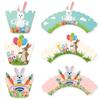 6/12pack Cartoon Easter Bunny Cupcake Wrappers Rabbit Egg Cake Topper for Easter Spring Party birthday Decor Dessert Supplies
