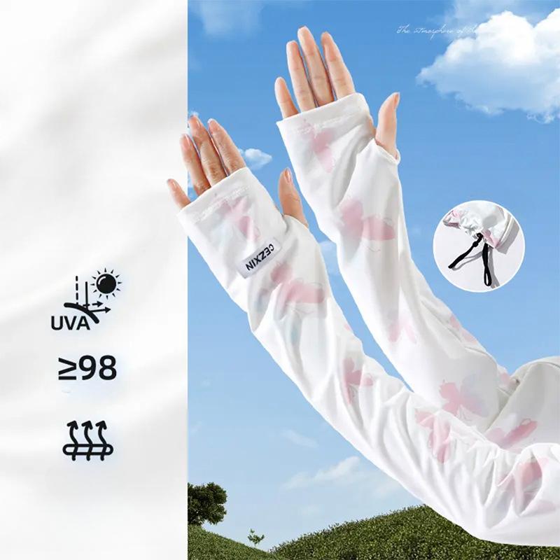 Sunscreen Ice Sleeves, Women's, Summer New Style, Outdoor Cycling, Driving Sleeves, Arm Sleeves, Adjustable, Loose, Ice Silk Hand Sleeves
