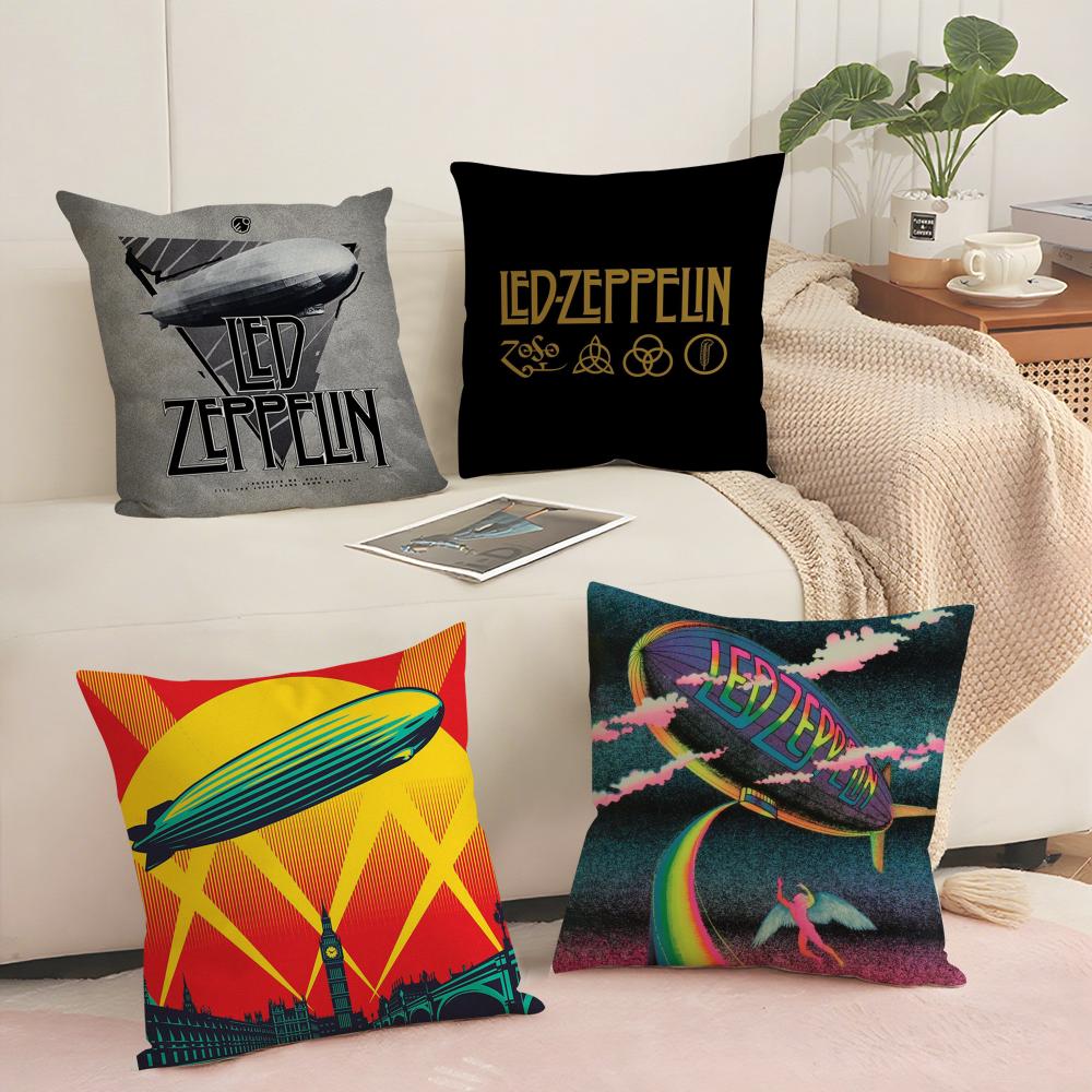 Band LLed ZZeppelin Cushion Cover Silky Short Plush Invisible Zipper Dustproof Sofa Pillow Case for Home Decor