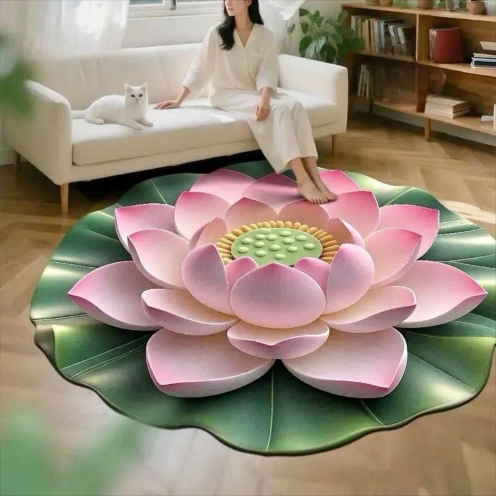 Non-slip Bathroom Floor Mat Large Door Gasket New Lotus Flower Carpet  Living Room Table Bedside