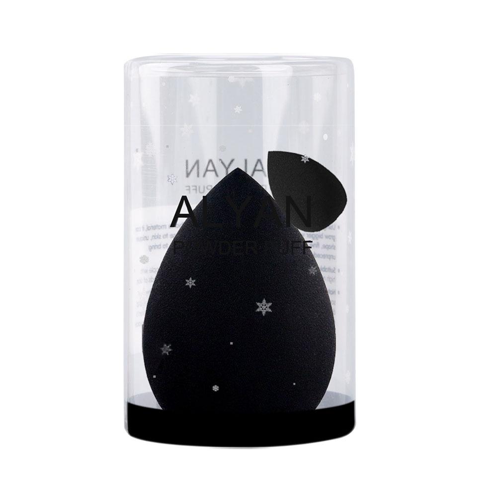 

Набор черных спонжей для макияжа с оливковой нарезкой - Увеличиваются в размере при намокании, Включает формы «Капля воды» и «Скошенный срез» Black Makeup Sponge in Round Cylinder Box