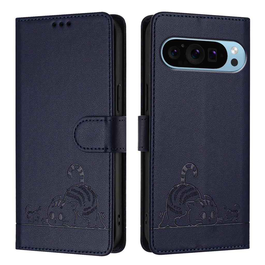 PU Läder Telefonbok Plånboksfodral "Katter fångar möss" för Google Pixel 5,Pixel 6,Pixel 6a,Pixel 6 Pro,Pixel 7,Pixel 7a,Pixel 7 Pro,Pixel 8,Pixel 9...