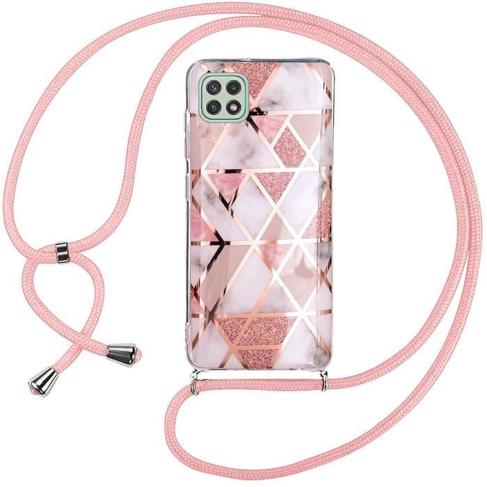 Coque de Portable pour Samsung Galaxy A22 5G - BOOLING - Motif Marbre - Rose - Anti-Rayures