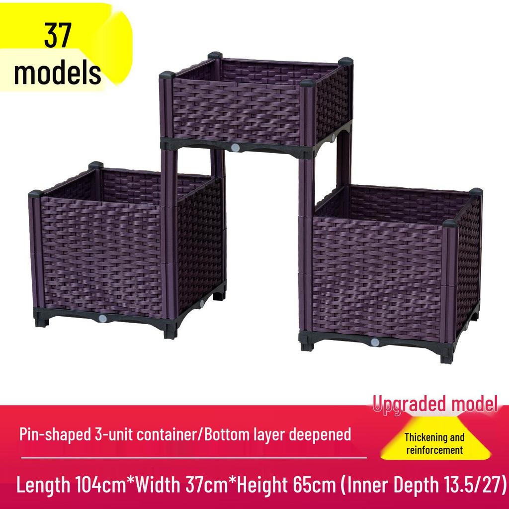 Outdoor Flower & Vegetable Planter: Large Rectangular Plastic Box for Balcony & Rooftop Gardening