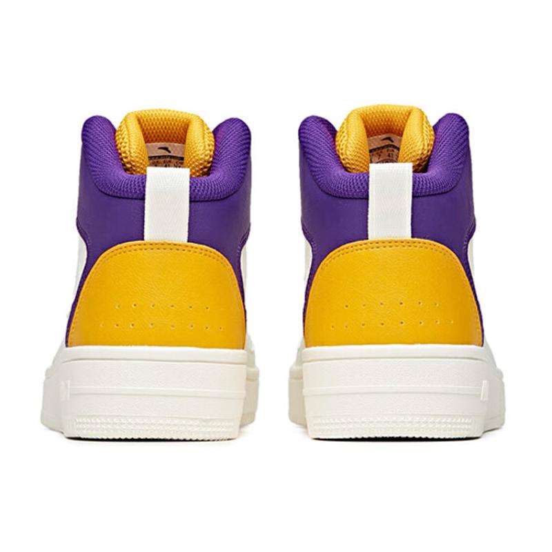 Anta Life Collection Abrasion Resistant Breathable Mid Top Skateboard Shoes Men's White Purple Sneakers 912038010-5