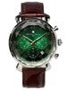 Chronograph Watch with Faceted Green and Men's Glass, Brown, SM19104-SSGRGDBR