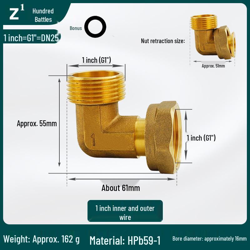 Brass Elbow: Inner/Outer Thread, Single-Sided, High Flow, Equal/Unequal Dia. 4/6-Point Copper Pipe Fitting