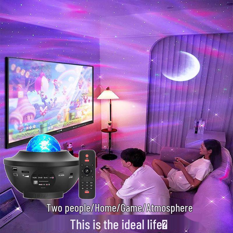 Little Wrist Starry Sky Light Projector: Dreamy Bedside Speaker with Water Ripple Effect for Kids' Rooms