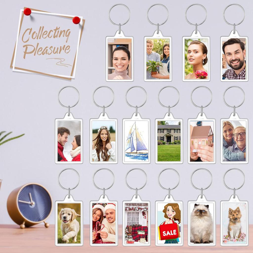 50pcs Transparent Acrylic Photo Picture Keychain – Blank Photo Insert Key Ring, DIY Personalized Gift for Family and Friends
