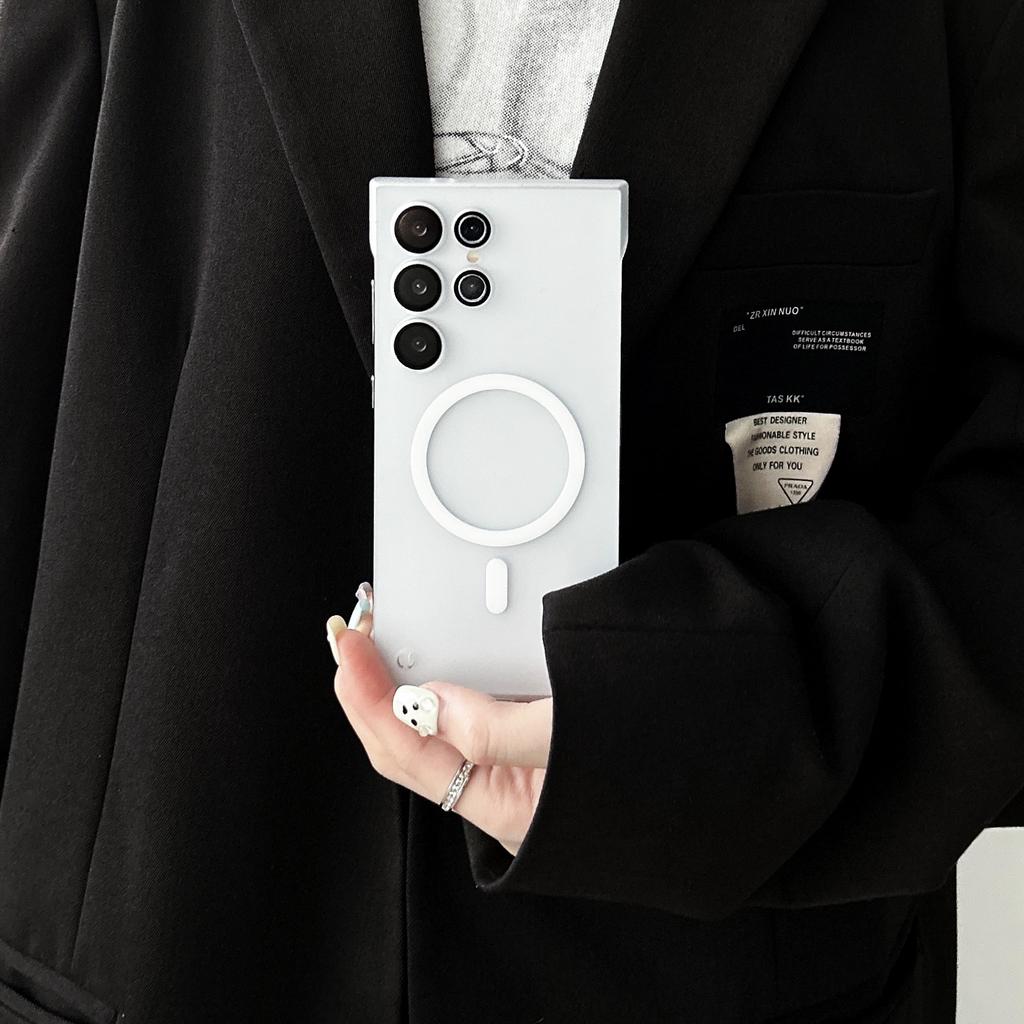 Ultra thin Frameless Suitable for Samsung S25 Ultra Powerful Magnetic Phone Case S24 Skin Feeling Matte Hard Shell