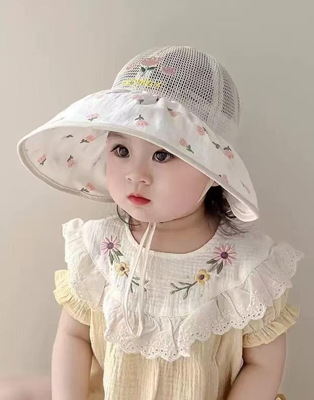 Kids Breathable Mesh Bucket Sun Hat - Stylish Wide Brim for Spring/Summer