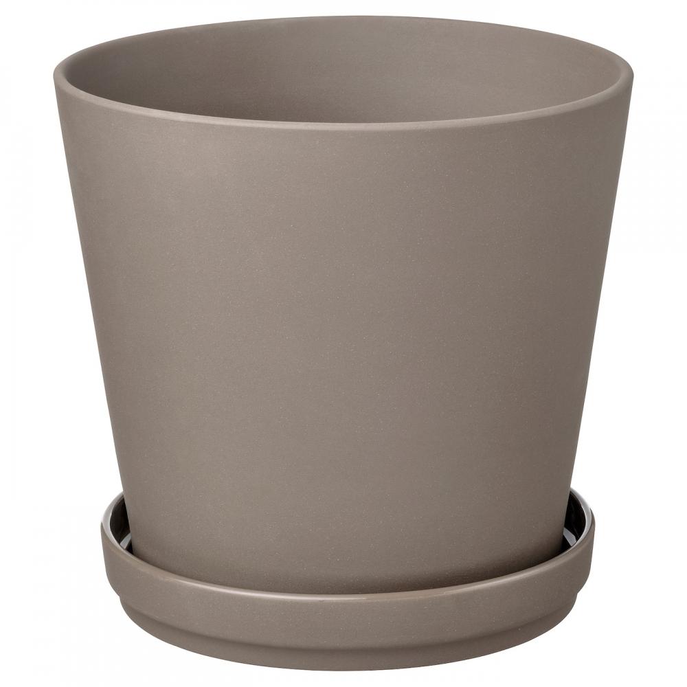 

IKEA KLARB R Plant pot with saucer in outdoor grey brown 19 cm