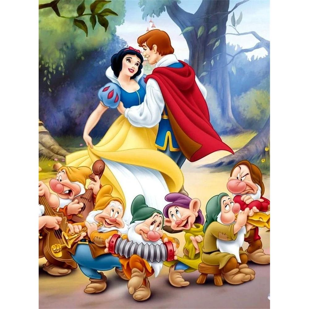 

Disney Diamond Painting Snow White and The Seven Dwarfs Illustration DIY 5D Mosaic Embroidery Hobby Gift Home Decoration Round 20x30cm