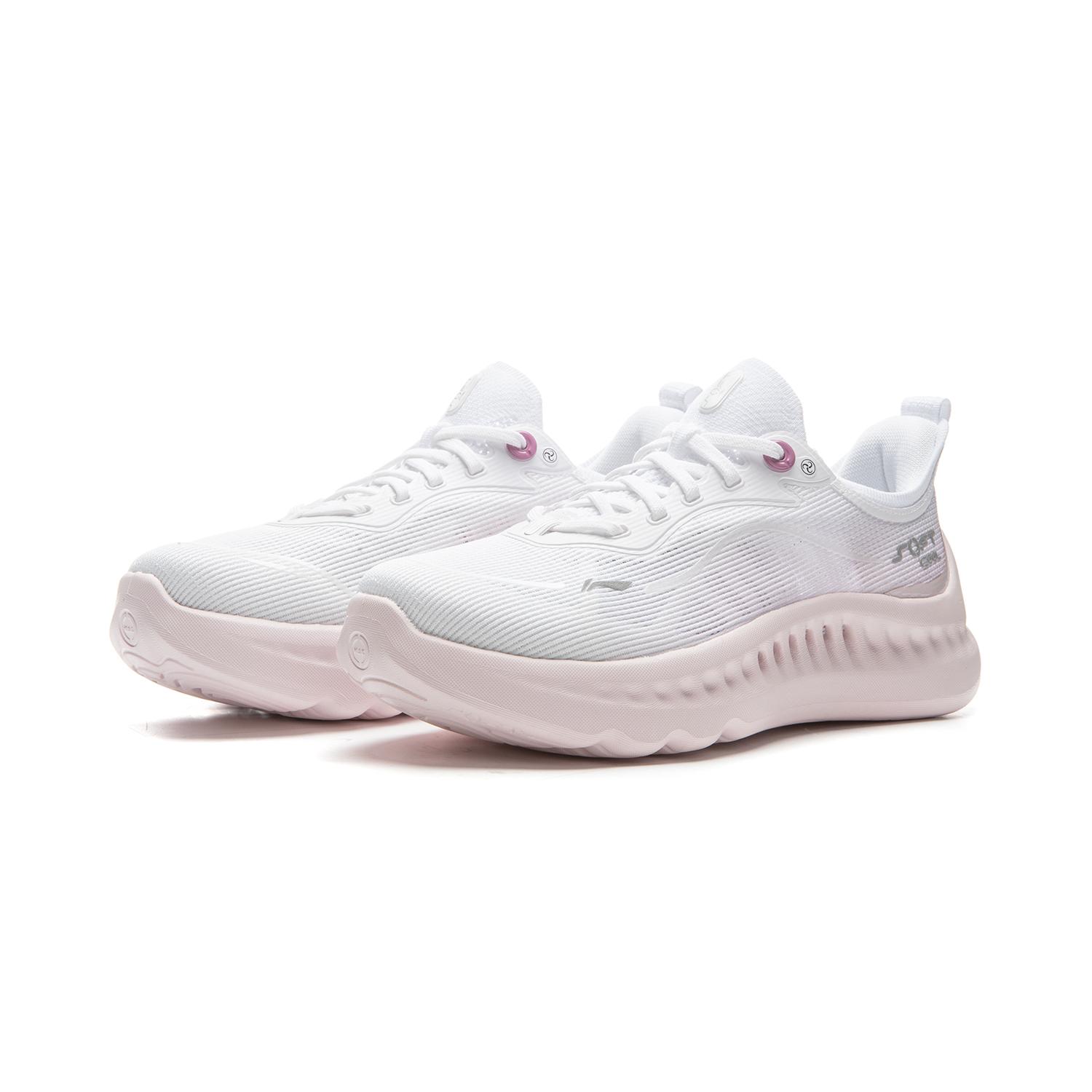 

New LiNing Cushioning Breathable Wear Resistant Low Top Casual Shoes Women s White Pink AGLV010-4 36