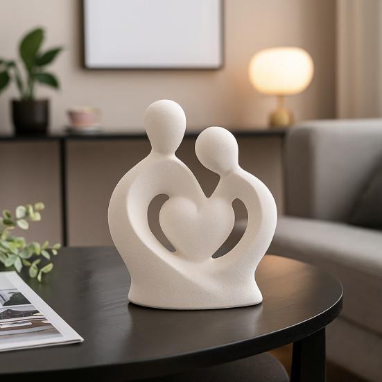 Yousheng Keramik Paar Statue Umarmendes Paar Figur Romantische Liebende Skulptur für Hochzeitstag Valentinstag TV-Ständer Regal Dekor