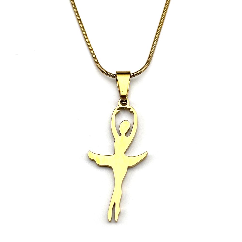 Ballet Ballerina Girls Chain For Women Men Stainless Steel Gold Color Gymnast Sporter Charms Gymnastics Dancer Necklace Jewelry