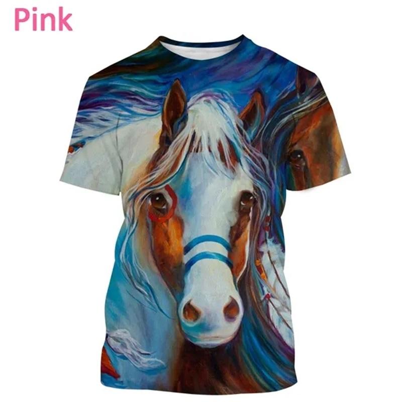 3D Print Animal Horse Graphic T-shirt For Men Women Casual Personality Mens Short Sleeve Tee Tops Streetwear Kids Animal Tshirts