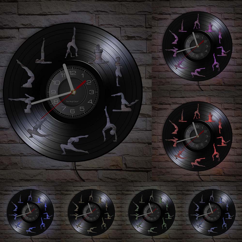 Om Yoga Studio Wall Clock Gymnastics Vinyl Record Wall Clock Zen Meditation Modern Design Decorative Clock Yogi Gift For Girl