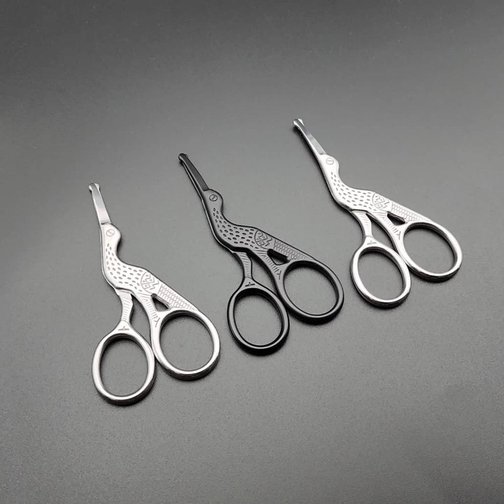 Stainless Steel Hair Scissors - Enhanced Safety Round Tip Stork Scissors for Precise Eyebrow, Nose, Beard & Ear Hair Trimming