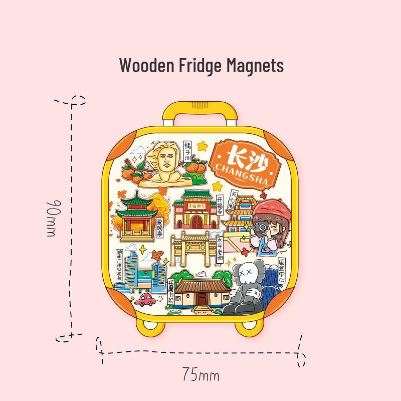 Hunan Changsha 3D Holz Kühlschrankmagnet: Kulturelles, kreatives Souvenir für Touristen