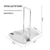 Stainless Steel Pot Lid and Ladle Rack - Tabletop, No-Drill, Removable Drain Shelf